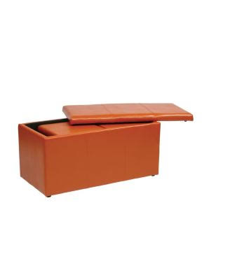 3 Piece Blue Vinyl Ottoman Set O38208
