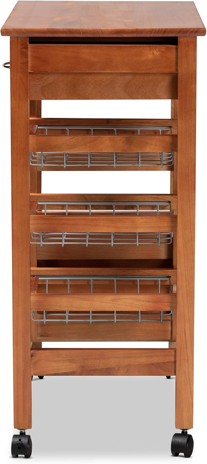 Oak Brown/Silver Trolleys and Carts M5667