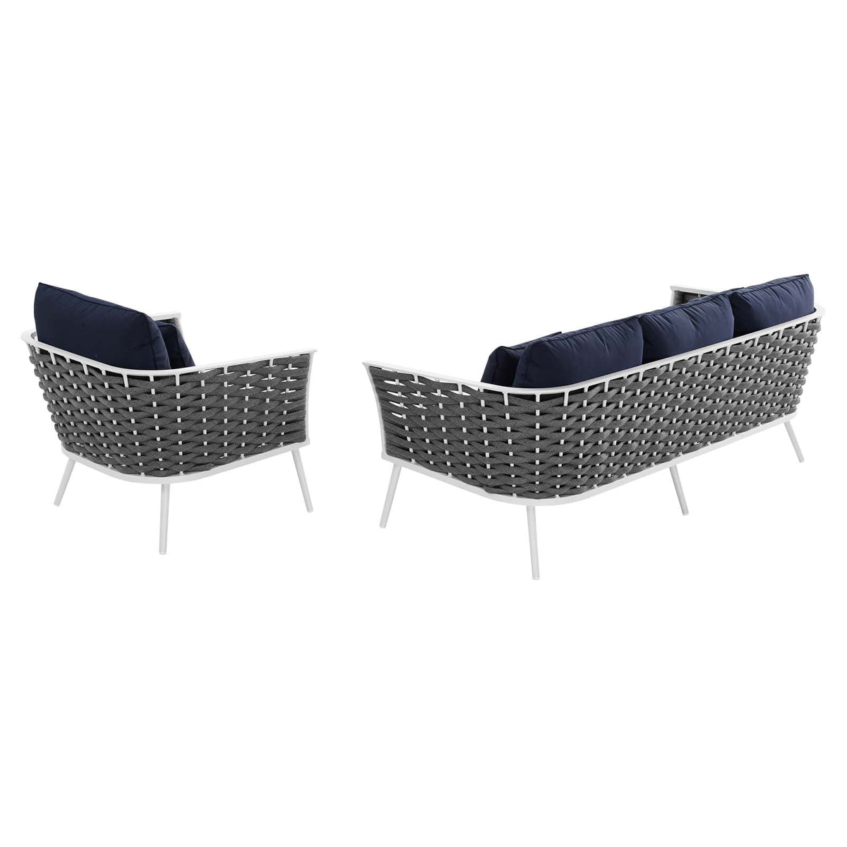 White Navy 2 Piece Aluminum Outdoor Sectional Sofa Set P2335