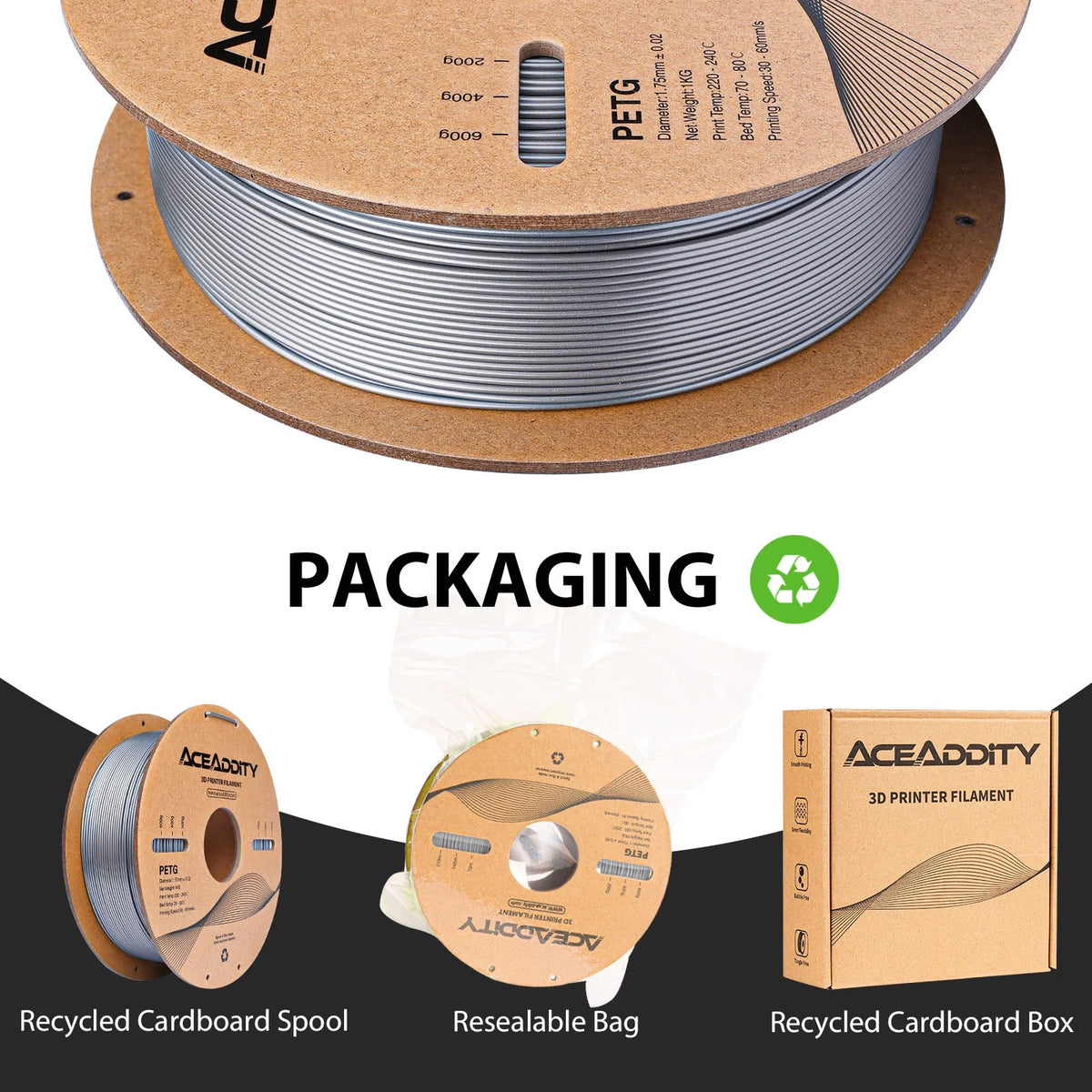 3D Printing Supplies 1.75mm Silver Spool O375022
