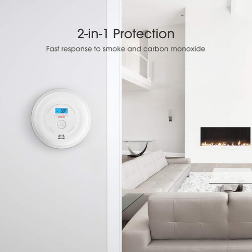 10-Year Battery Smoke and Carbon Monoxide Detector with LCD Display, Dual Sensor Alarm R904458