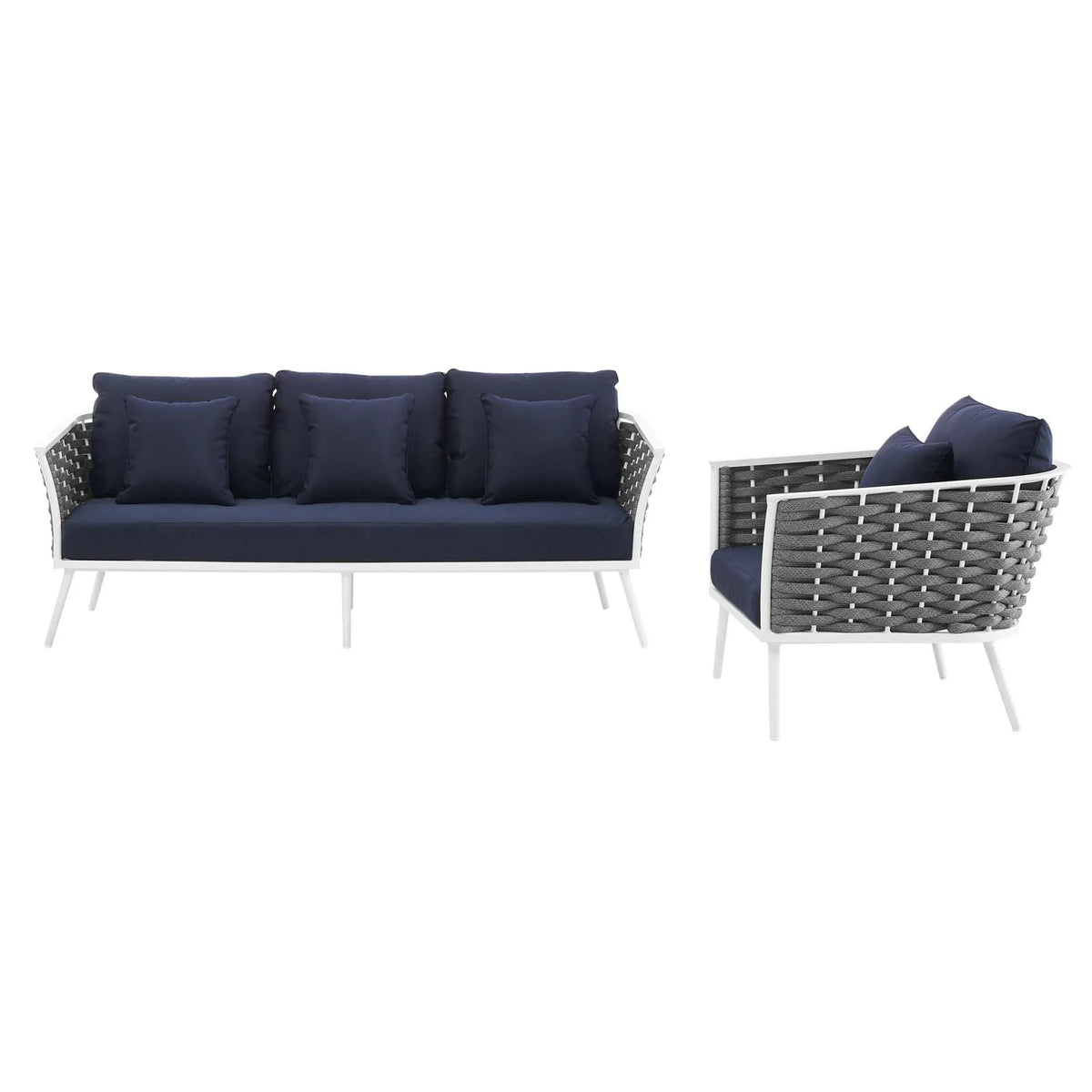 White Navy 2 Piece Aluminum Outdoor Sectional Sofa Set P2335