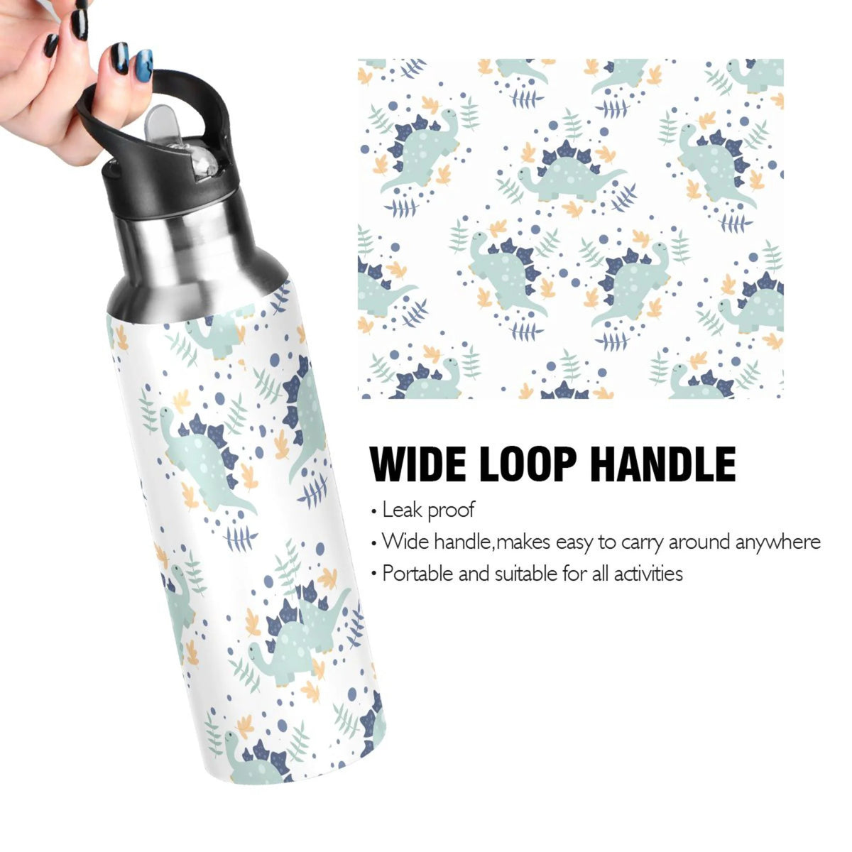 Stainless Steel Insulated Thermos Vacuum Flask Water Bottle with Straw Lid K7575
