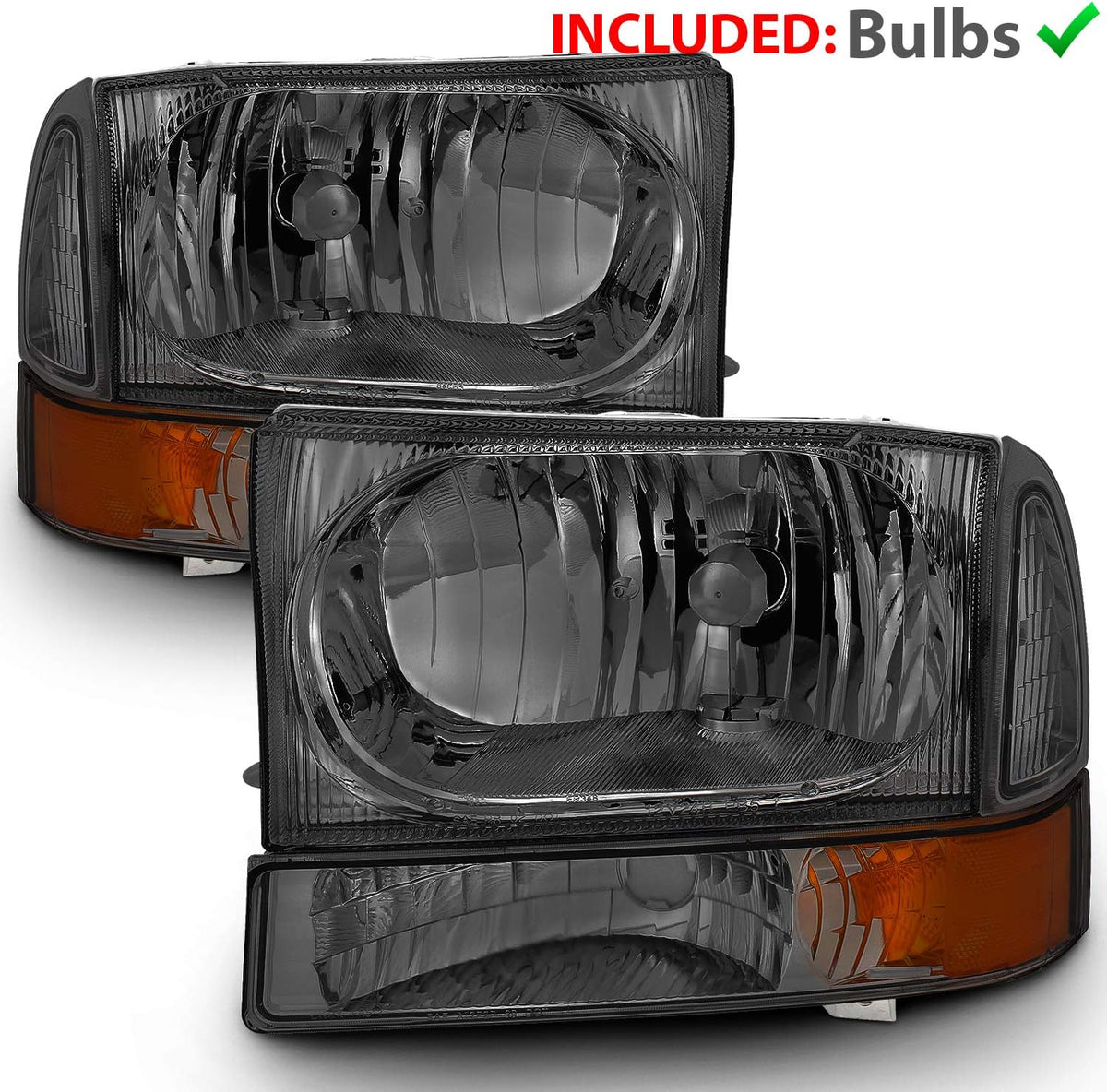 Smoke Amber Headlights with Corner Light for Ford Excursion Super Duty F250 F350 F450 G77218