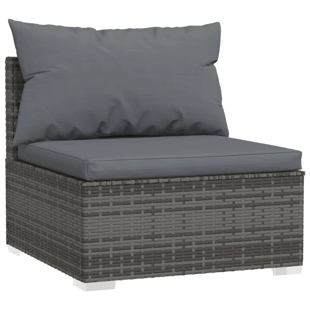 9 Piece Poly Rattan Outdoor Sectional Sofa Set with Anthracite Cushions Steel Frame R27498