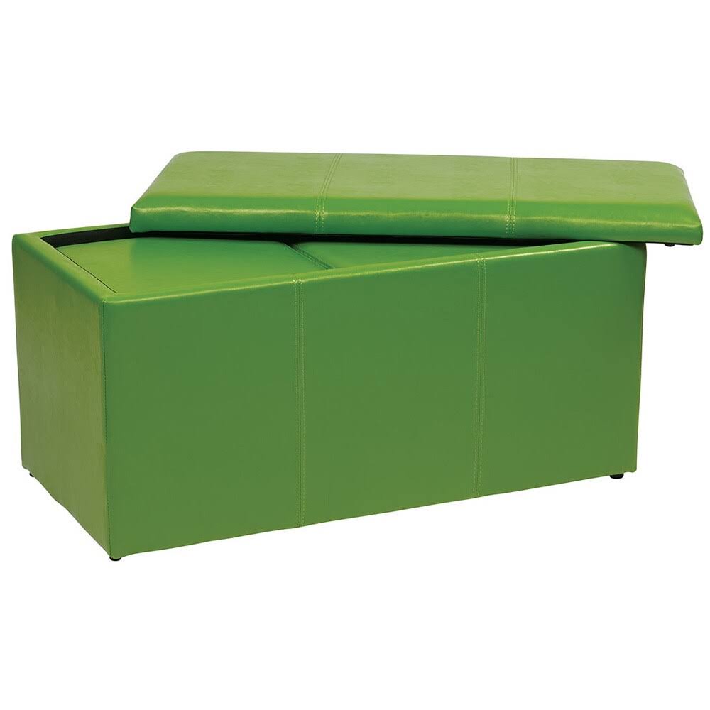 3 Piece Blue Vinyl Ottoman Set O38208