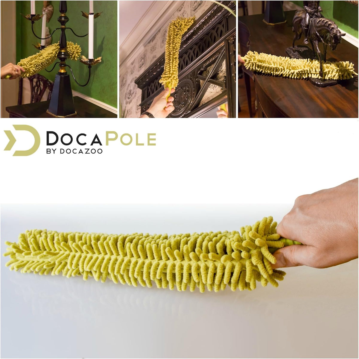 Extension Pole with Microfiber Ceiling Fan Duster and Removable Chenille Dusting Cloth T627