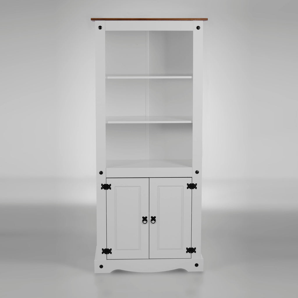 White 2-Door 5-Shelf Wood Bookshelf G4034