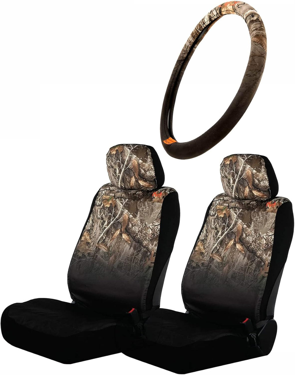 3pc Camo Auto Accessories Kit, 2 Front Seat Covers and 1 Wheel Cover E9551