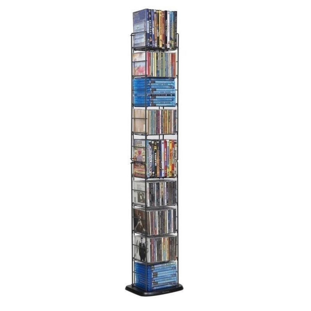 53" 8 Adjustable Shelf Media Rack in Black Q7304