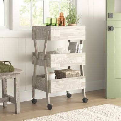 White Wash Bar Cart T989