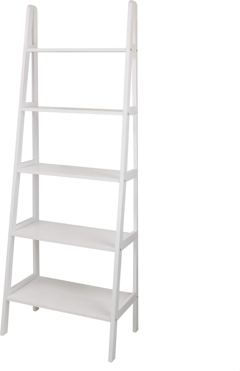 White 5-Shelf Corner Ladder Bookcase B359