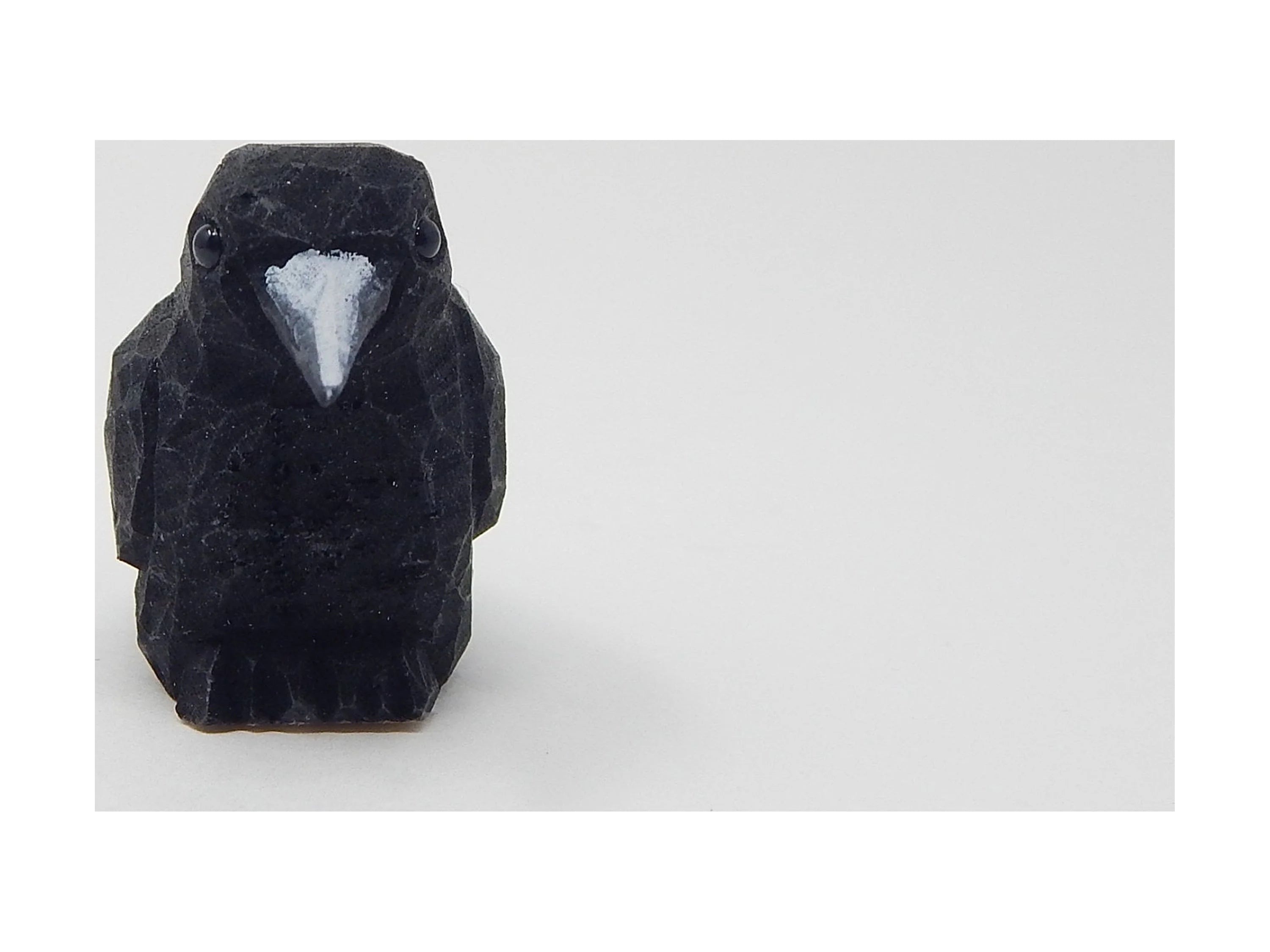 Raven Black Bird Crow Figurine Statue Wood Carving Decor L393