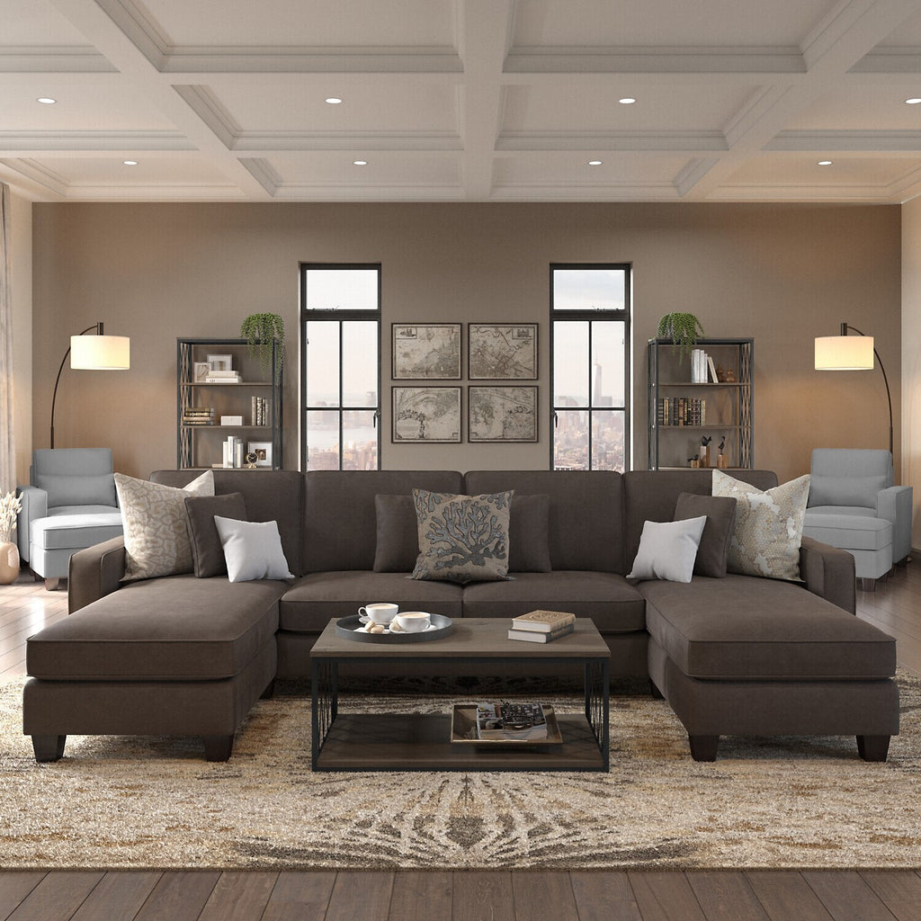 U Shaped Sectional Couch With Reversible Chaise Lounge V3340