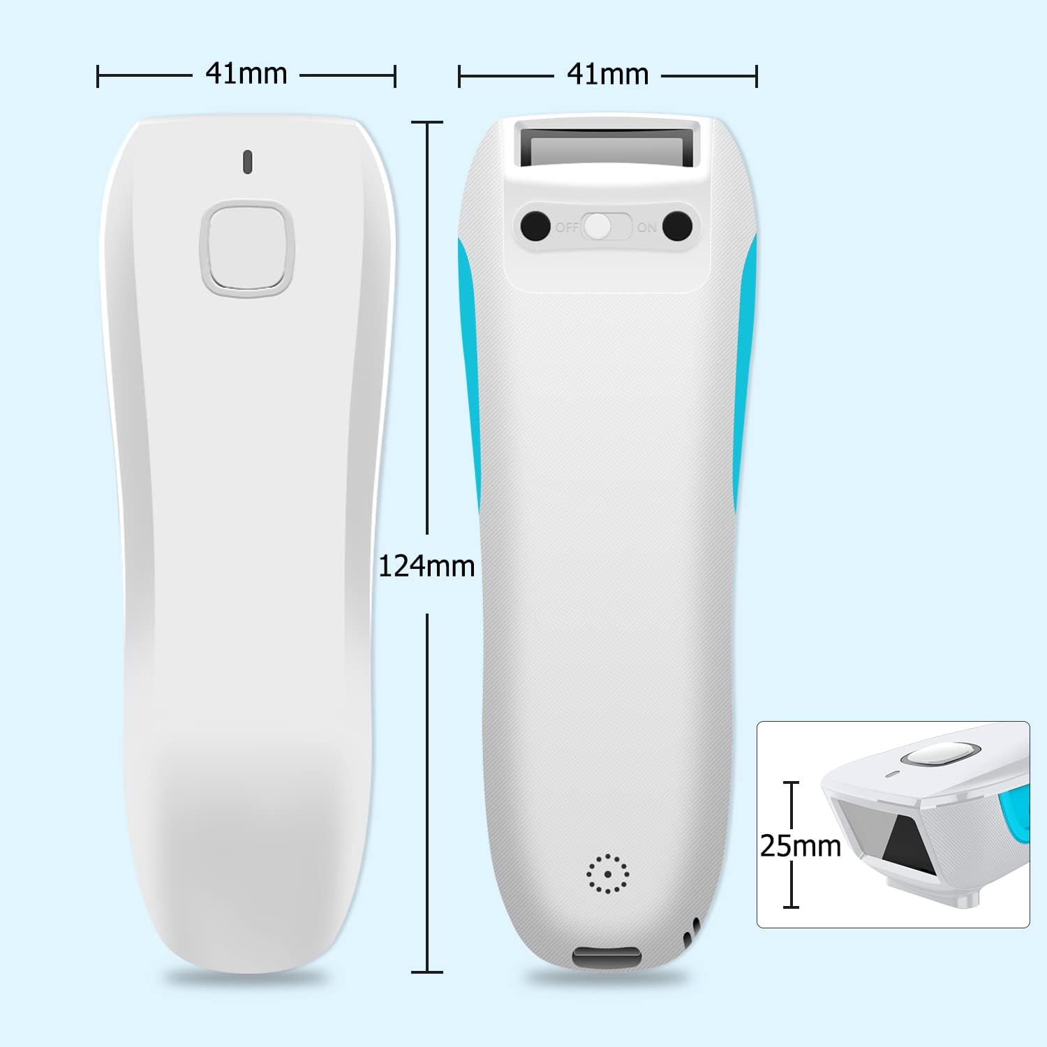 Wireless 2D QR Barcode Scanner, Bluetooth Portable Pocket Small 1D 2D Bar Code Reader, White Pack of 2 B483