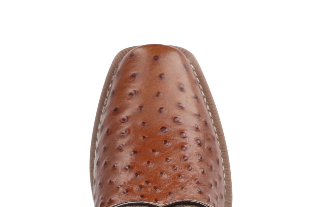 Cognac Square Toe Ostrich Print Performance Boot I531569