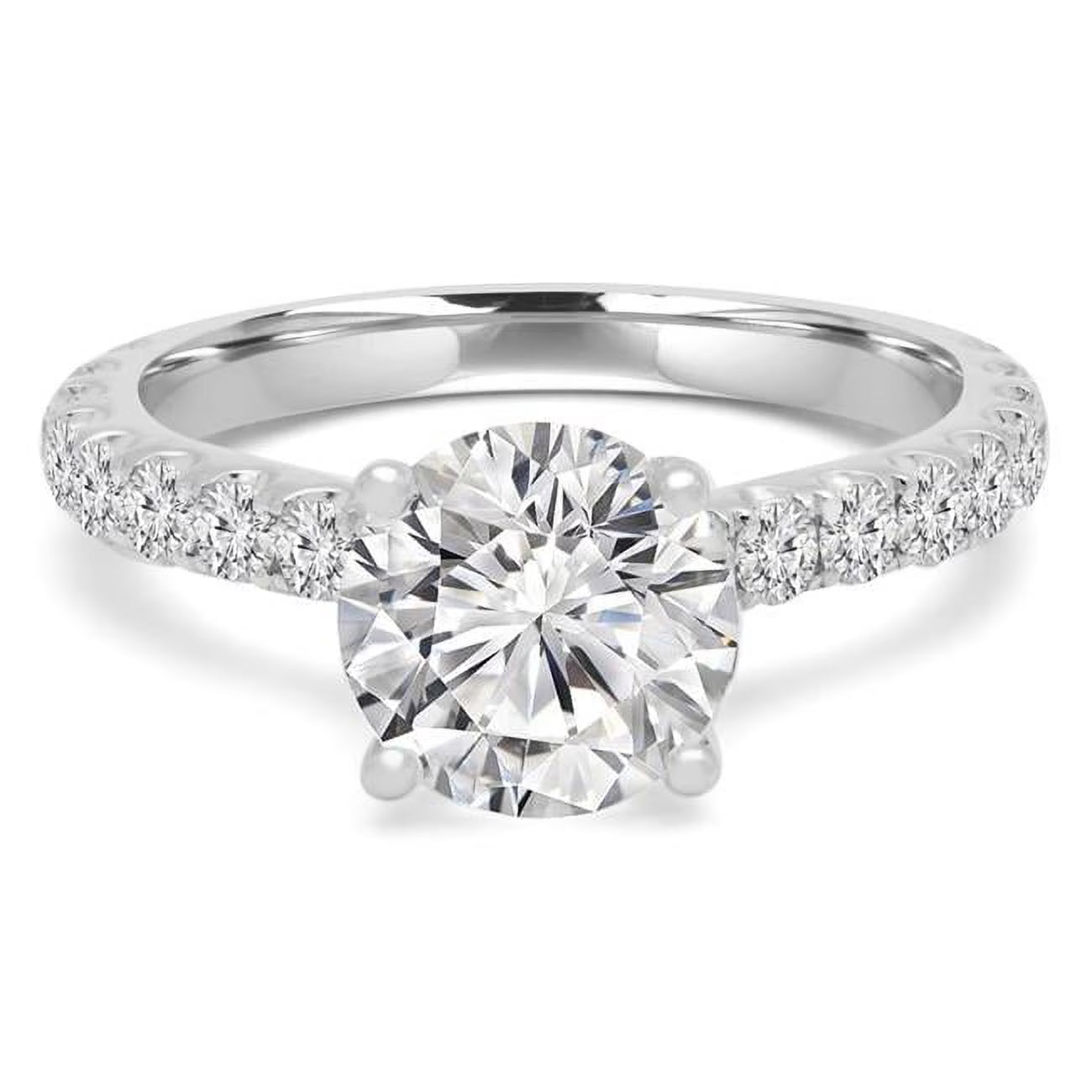 14K White Gold Diamond Solitaire Engagement Ring A7506
