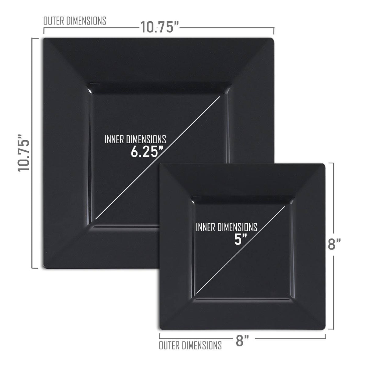 Solid Square Gold Plastic Cake Plates E605582