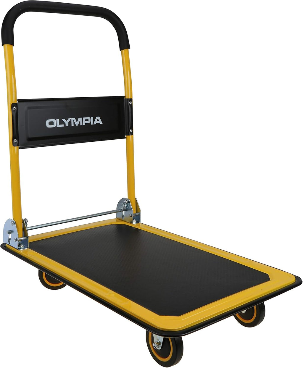 Folding & Rolling Flatbed Cart, Olive Green with Blue Bumper, 600 Lb. Load Capacity E65402