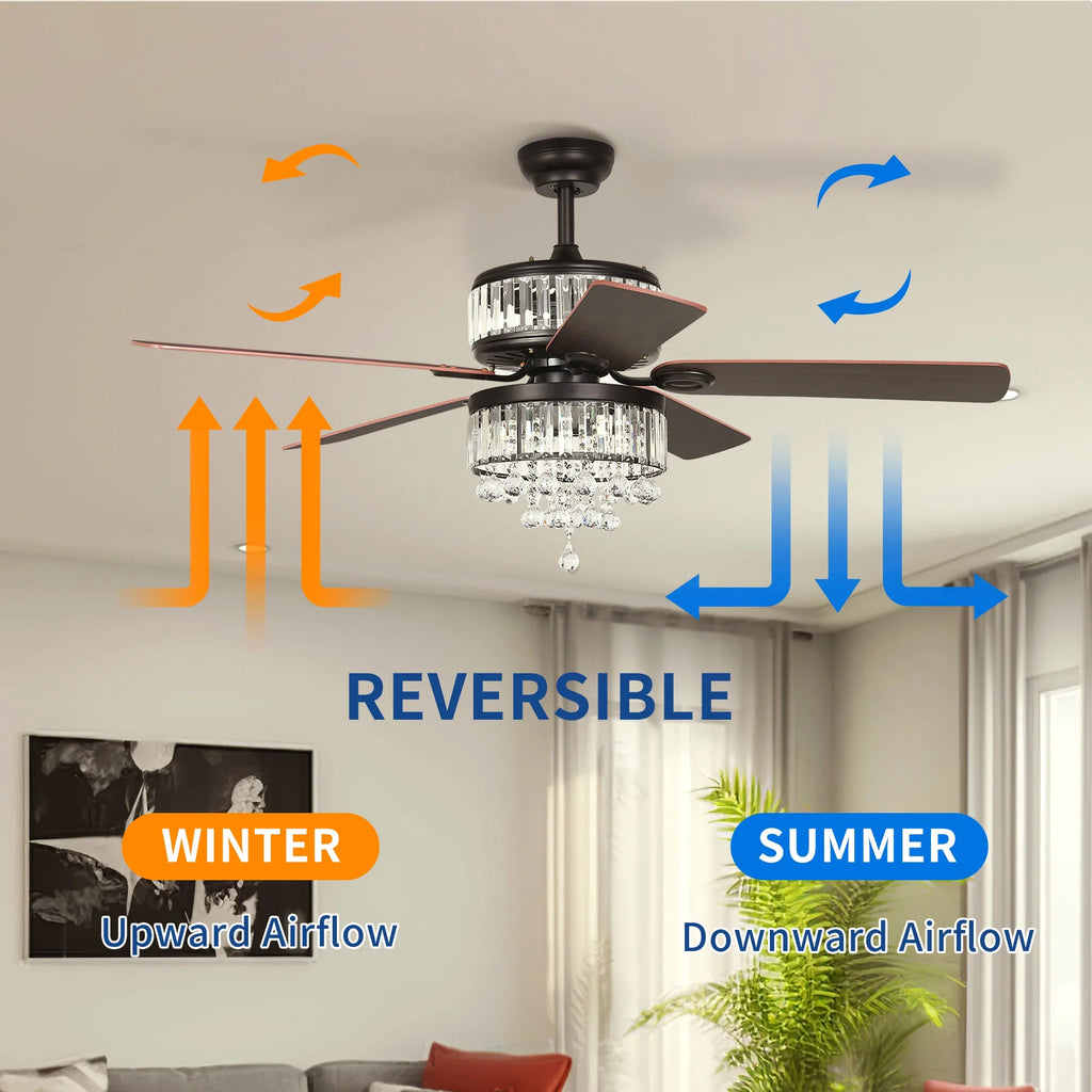 Black Crystal Ceiling Fan with Remote G4495