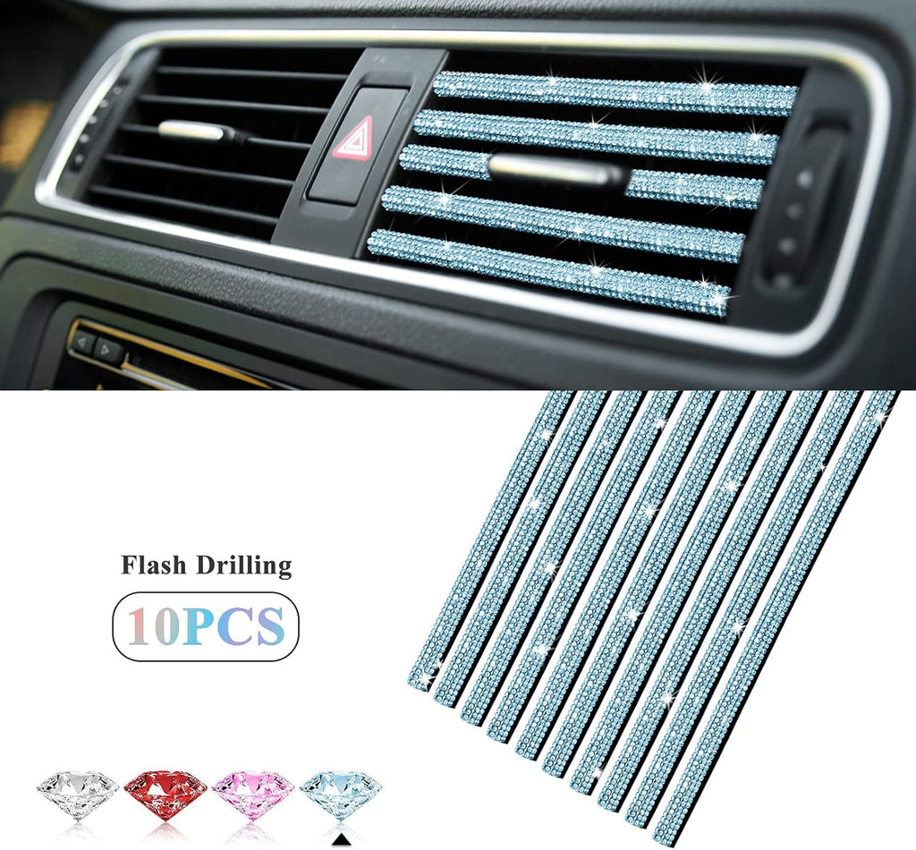 10 Pieces Bling Car Vent Outlet Trim Decoration Strip C459481