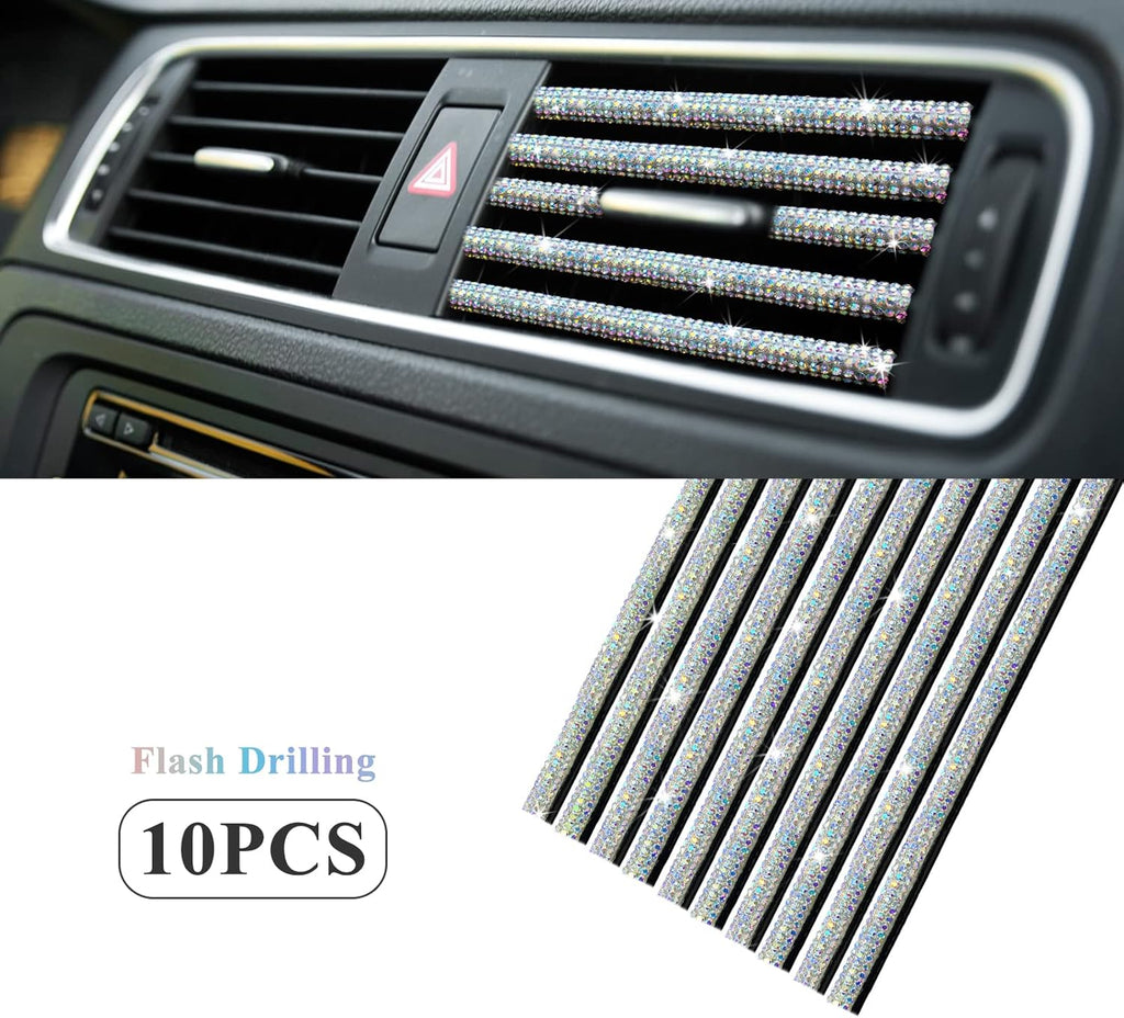 10 Pieces Bling Car Vent Outlet Trim Decoration Strip C459481