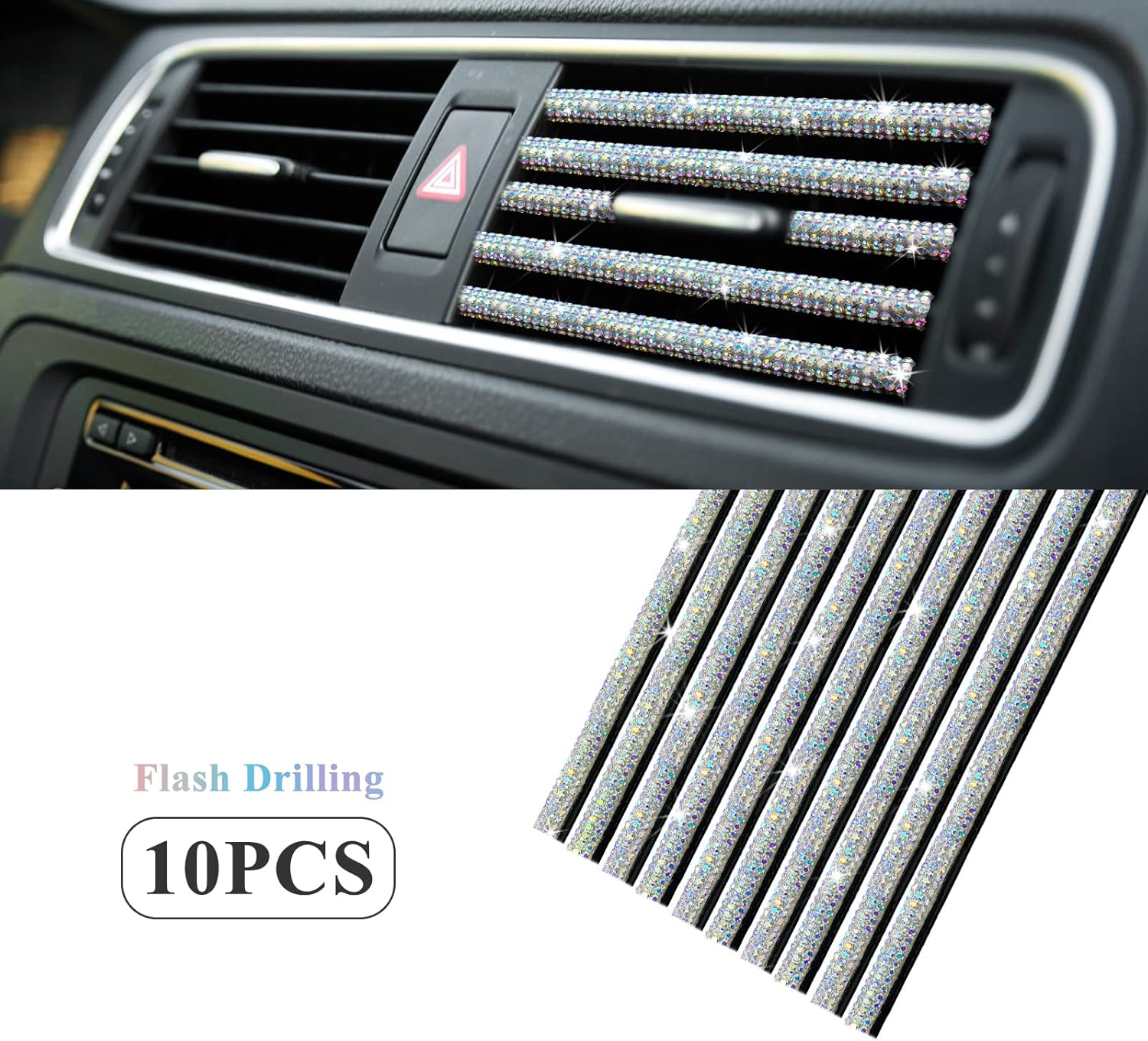 10 Pieces Bling Car Vent Outlet Trim Decoration Strip C459481