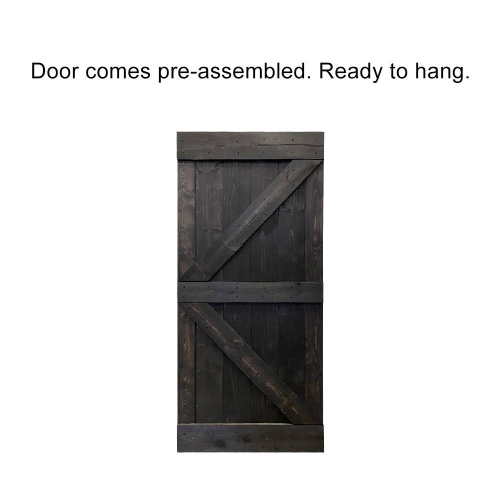 Espresso Stained Wood Interior Sliding Barn Door with Hardware Kit N347
