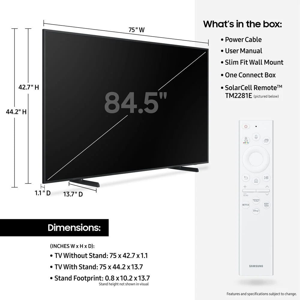 85 inch QLED 4K UHD Smart TV with Customizable Bezel I508