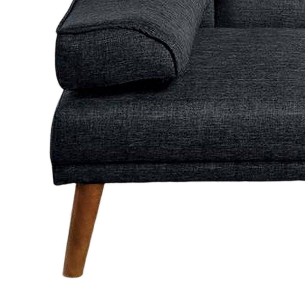 Black Adjustable Futon Sofa Bed with Vertical Channel Tufting E602