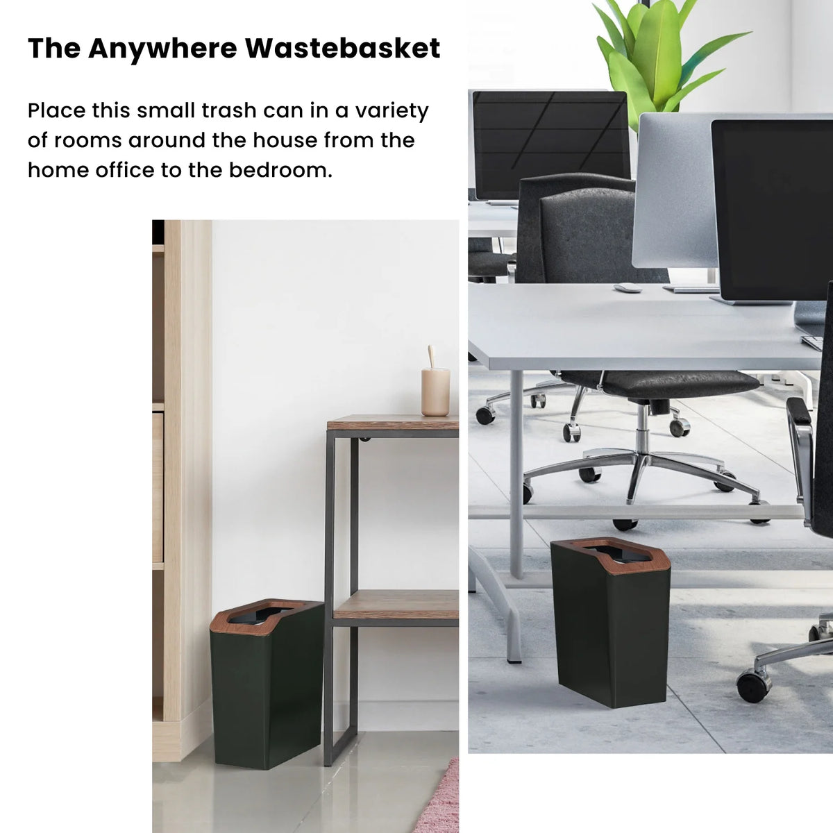 Green 2 Pack Slim Plastic Trash Can with Open Top I435
