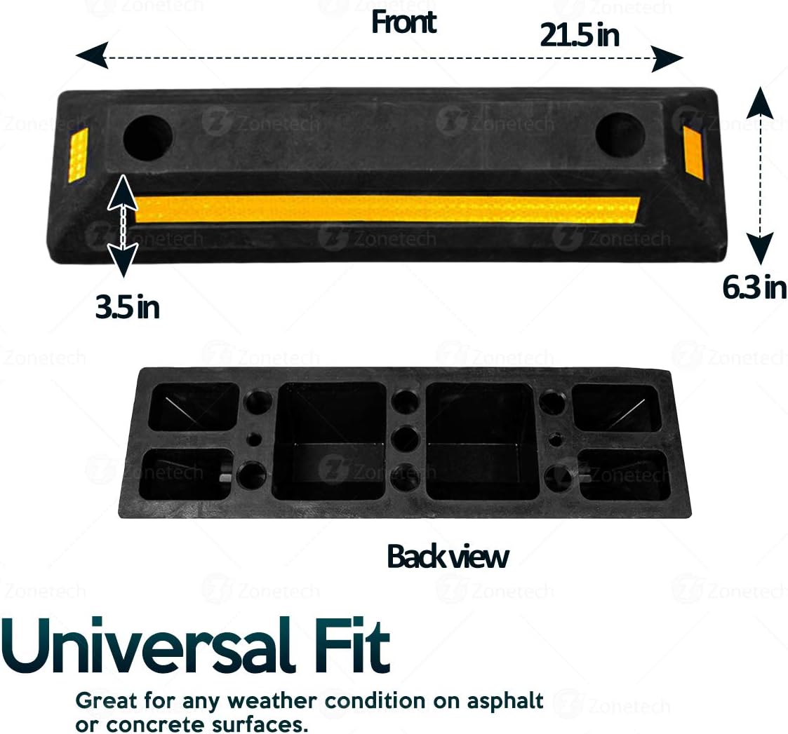 Heavy Duty Rubber Parking Guide 2 Pcs with Reflective Yellow Tape U68490