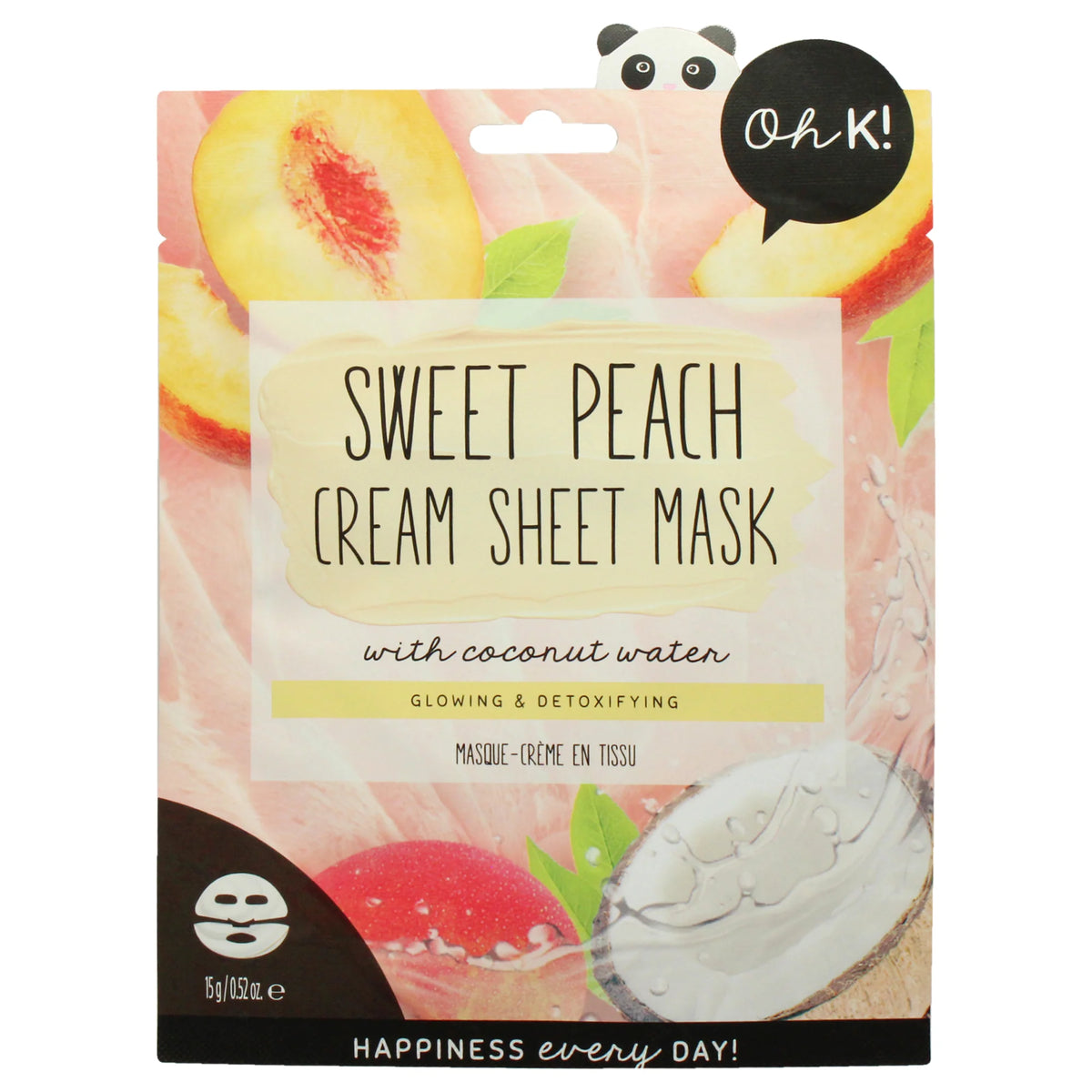 Cream Sheet Mask - Sweet Peach - 1 Pc Mask H11362