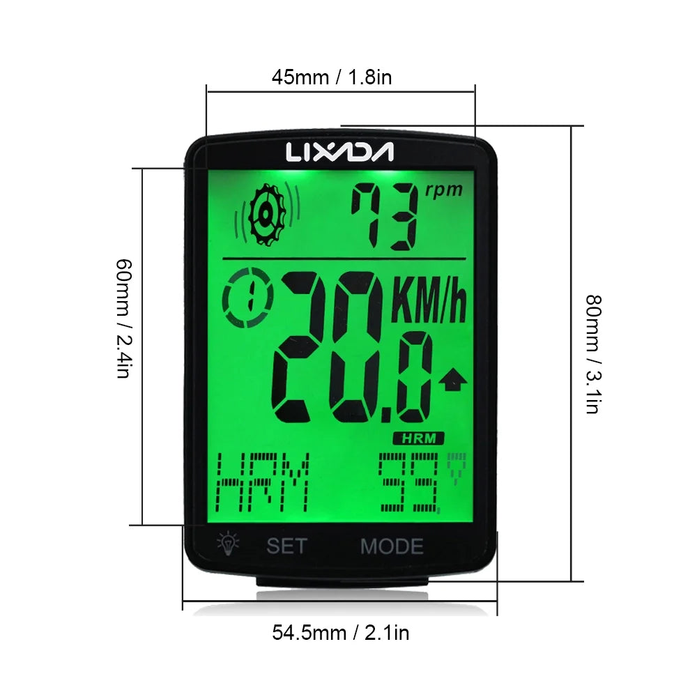 IPX7 Waterproof Bike Computer with LCD Screen X8855