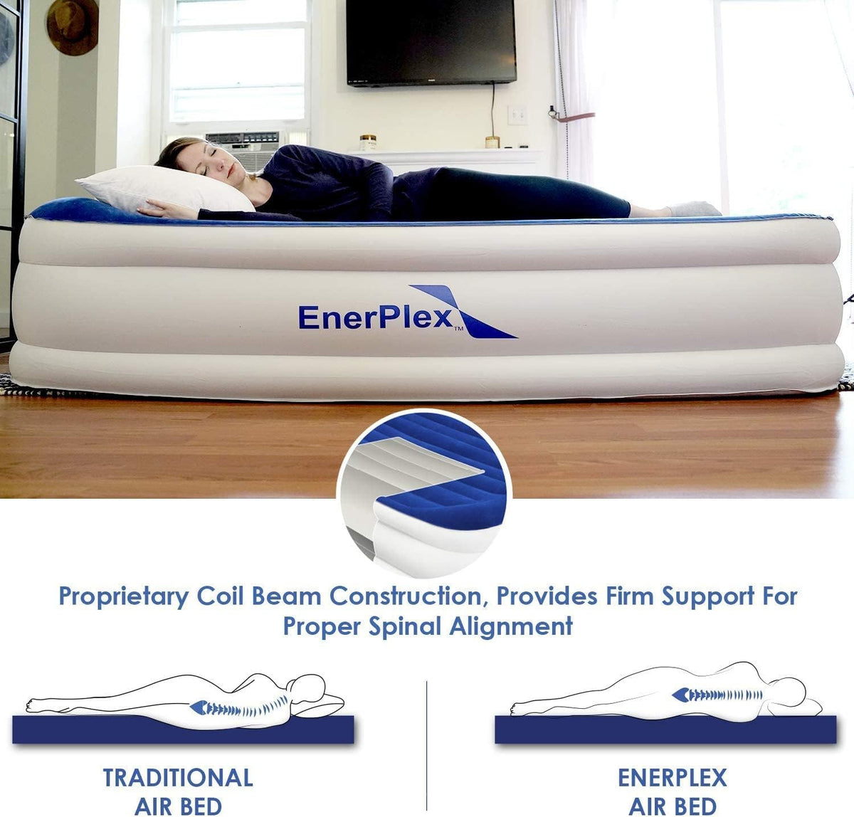 Luxury 15 Inflatable Twin Air Mattress with Built-in Dual Pump R3768