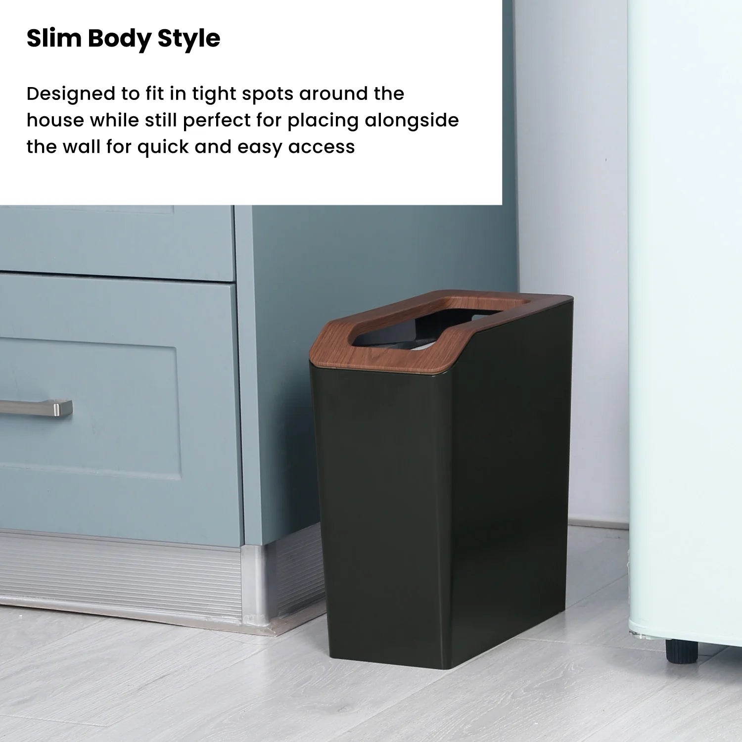 Green 2 Pack Slim Plastic Trash Can with Open Top I435