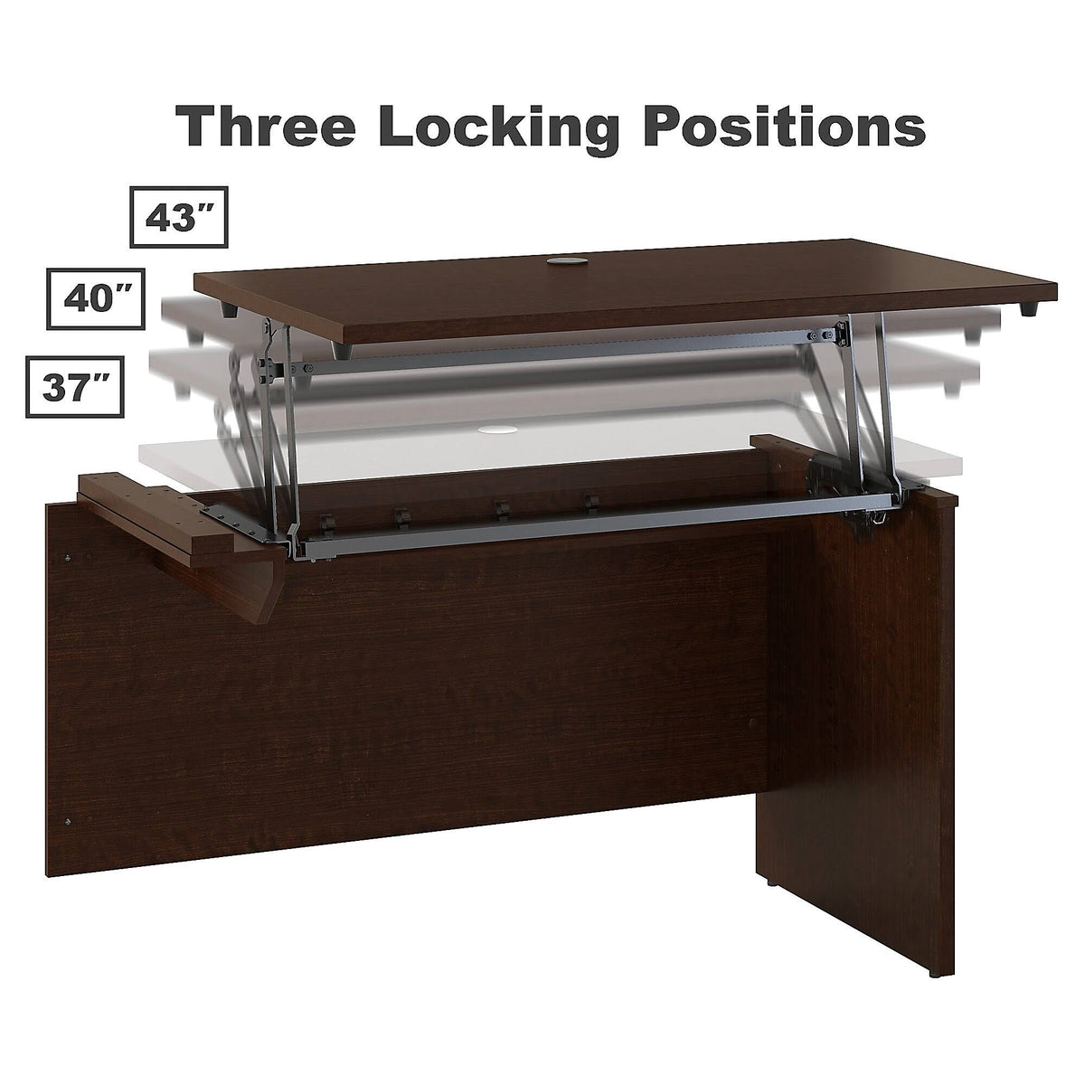 Mocha Left Hand Sit to Stand L Shaped Desk with Mobile File Cabinet A45803