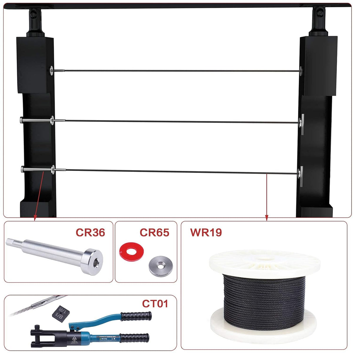 1/8 Invisible Cable Railing Kit T316 Stainless Steel Toggle Anchor Terminal G406300