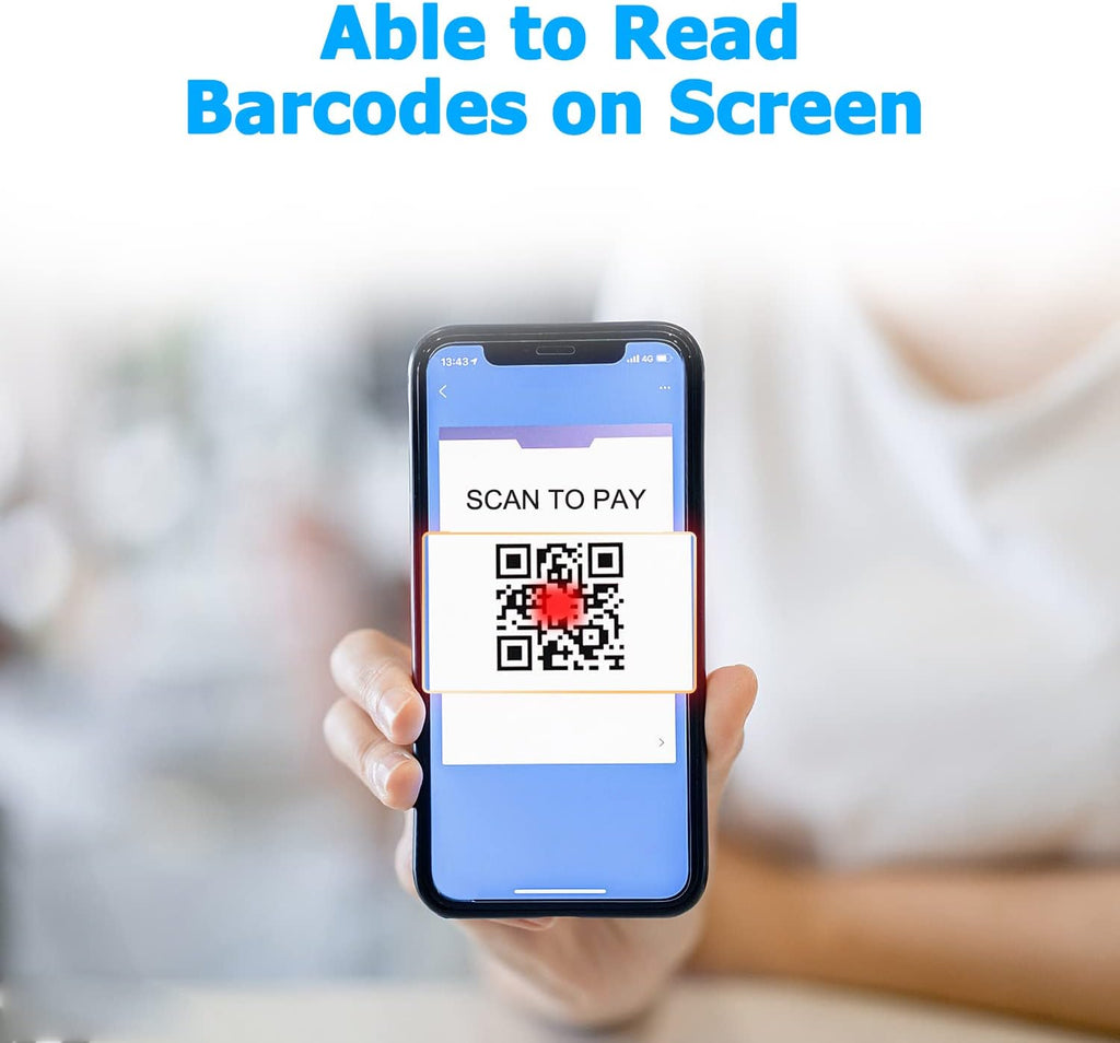 Wireless 2D QR Barcode Scanner, Bluetooth Portable Pocket Small 1D 2D Bar Code Reader, White Pack of 2 B483