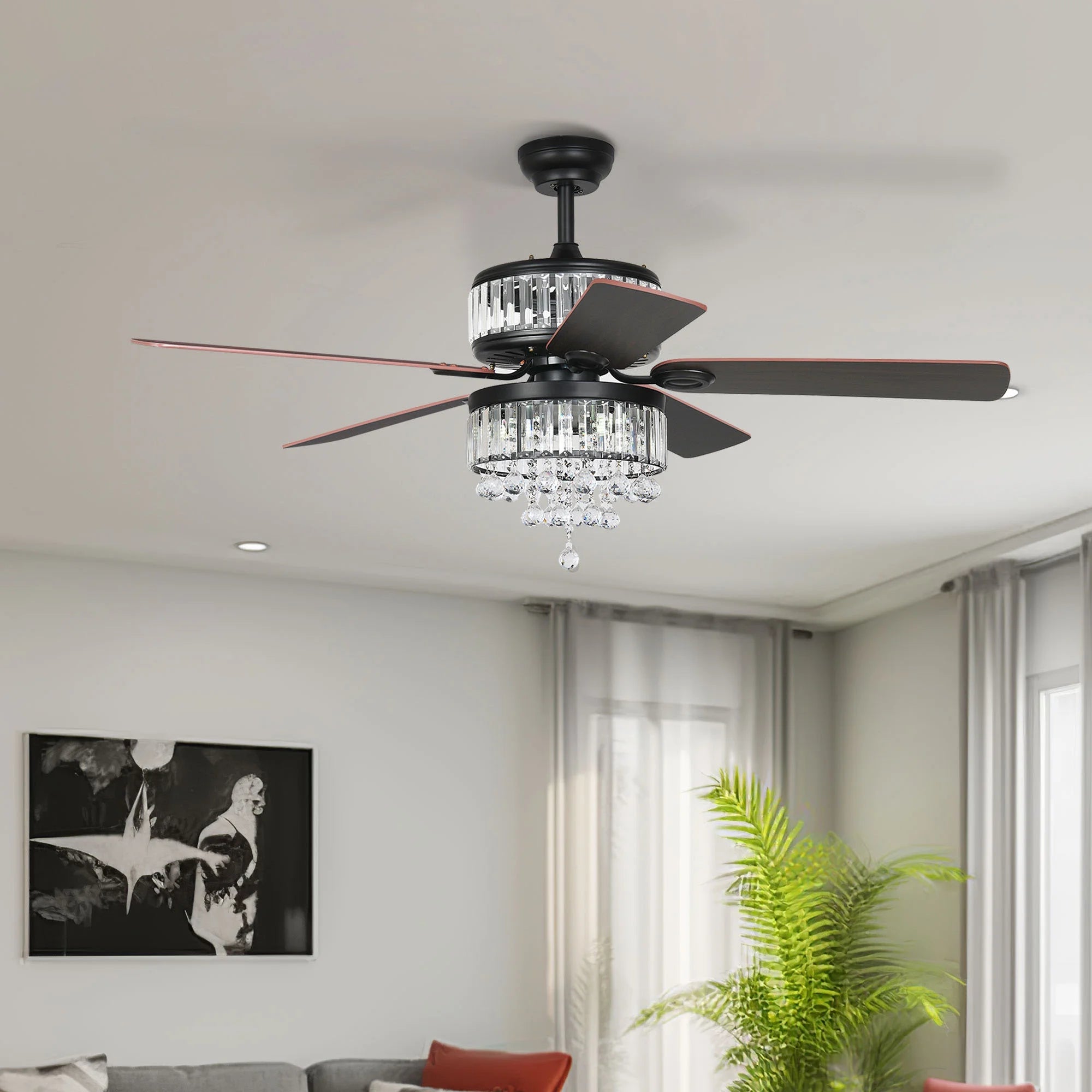 Black Crystal Ceiling Fan with Remote G4495