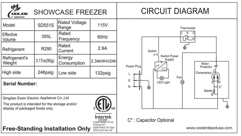 60 ins Popsicle Cabinet Freezer NSF with rack C957