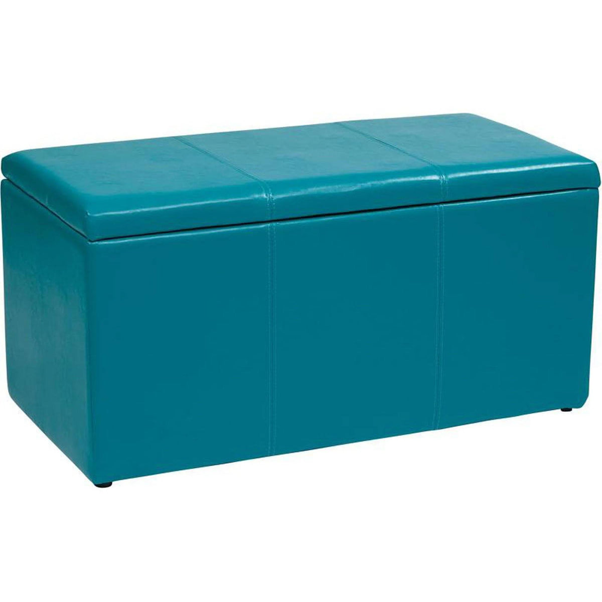 3 Piece Blue Vinyl Ottoman Set O38208