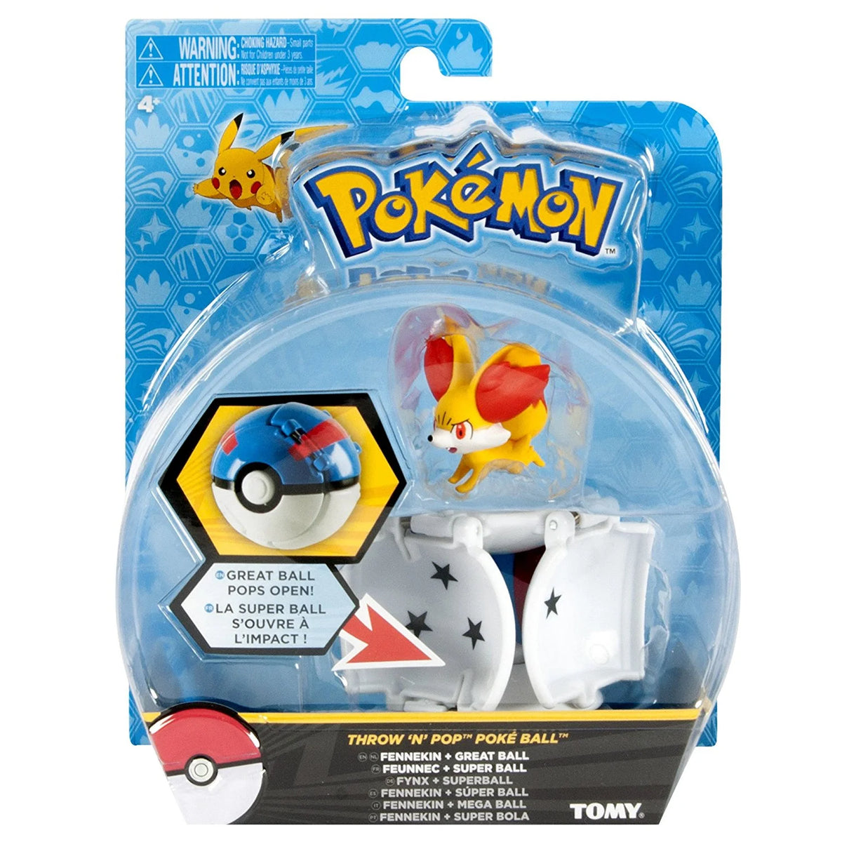 Pokemon Throw 'N' Pop Fennekin and Great Ball Figure Set Y292524