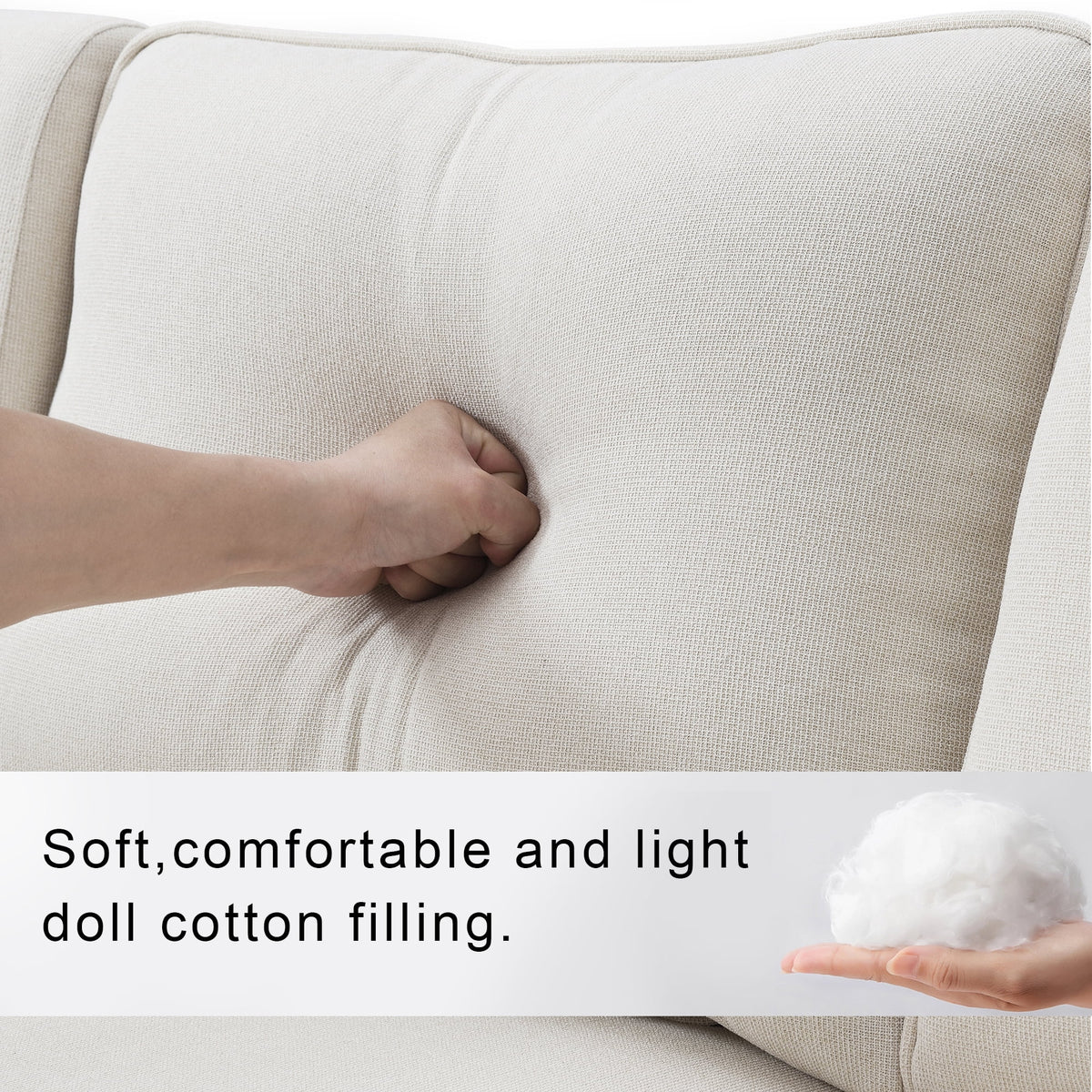Upholstered Sofa with Console, 2 Cupholders and 2 USB Ports, Linen Fabric, 4-Seat P334489