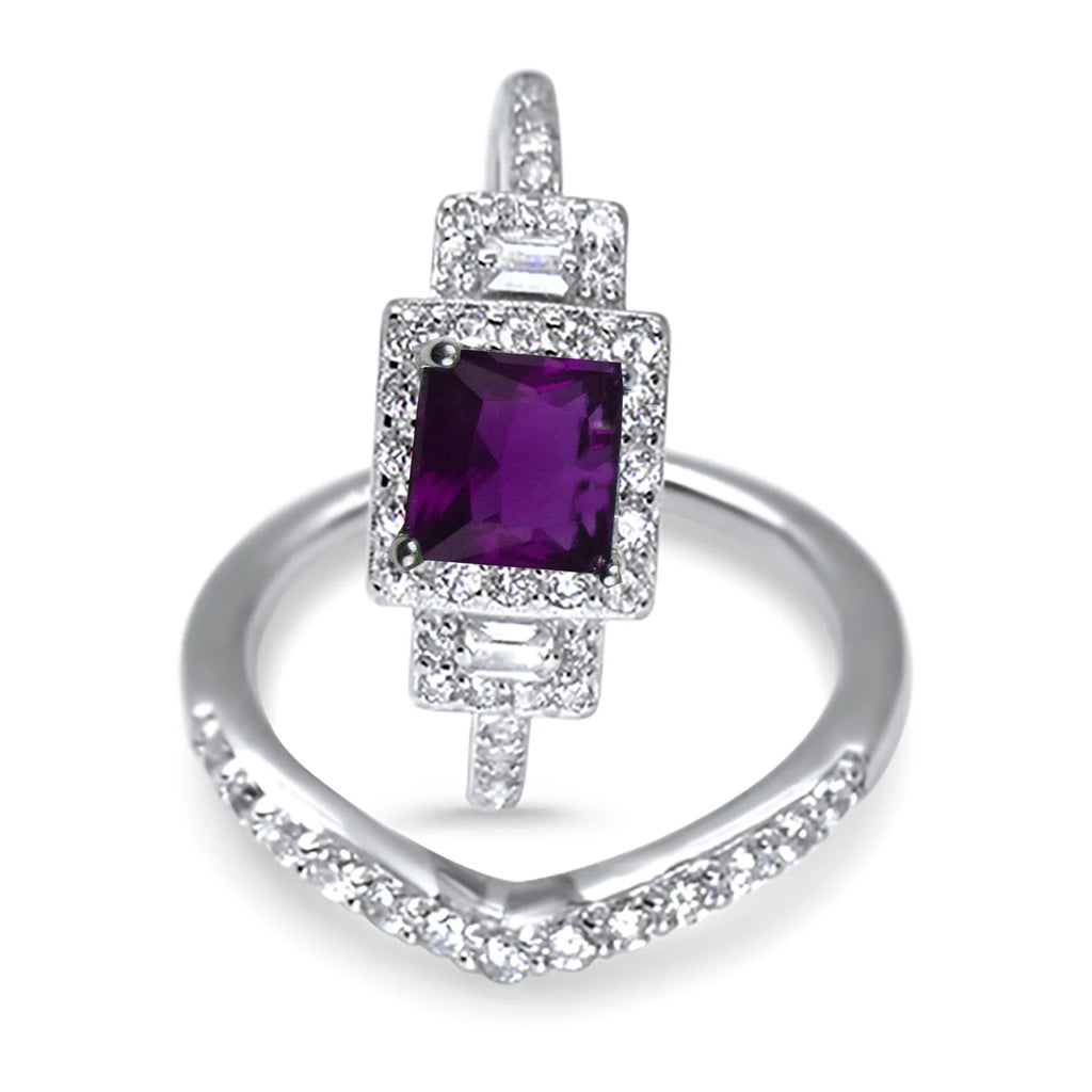 Amethyst Purple CZ Ring Set Size 6 A18481
