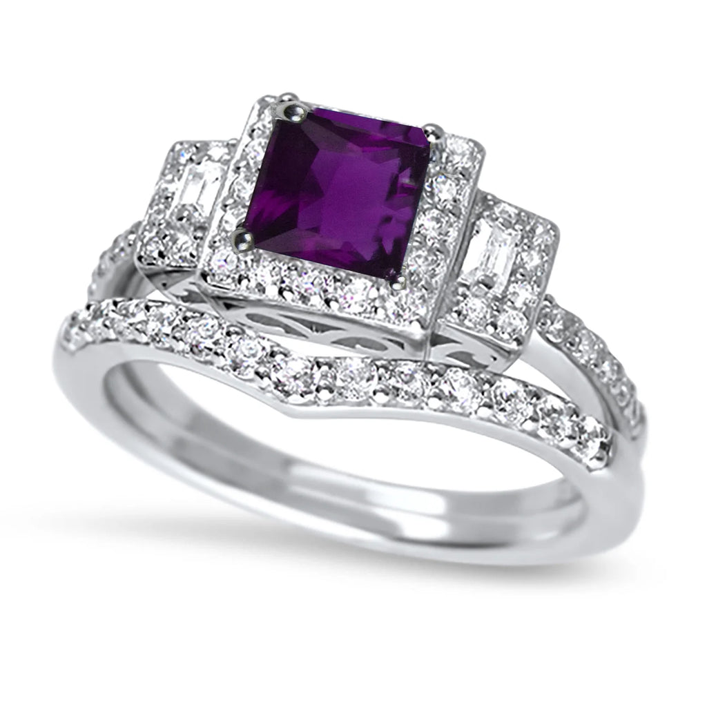 Amethyst Purple CZ Ring Set Size 6 A18481