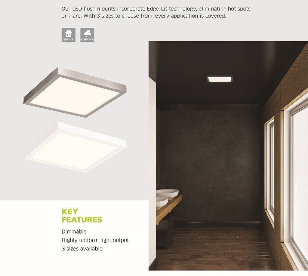 Satin Nickel LED Square Flush Mount M242594
