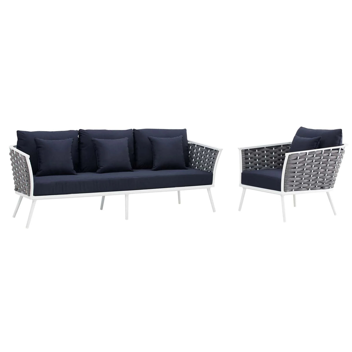 White Navy 2 Piece Aluminum Outdoor Sectional Sofa Set P2335