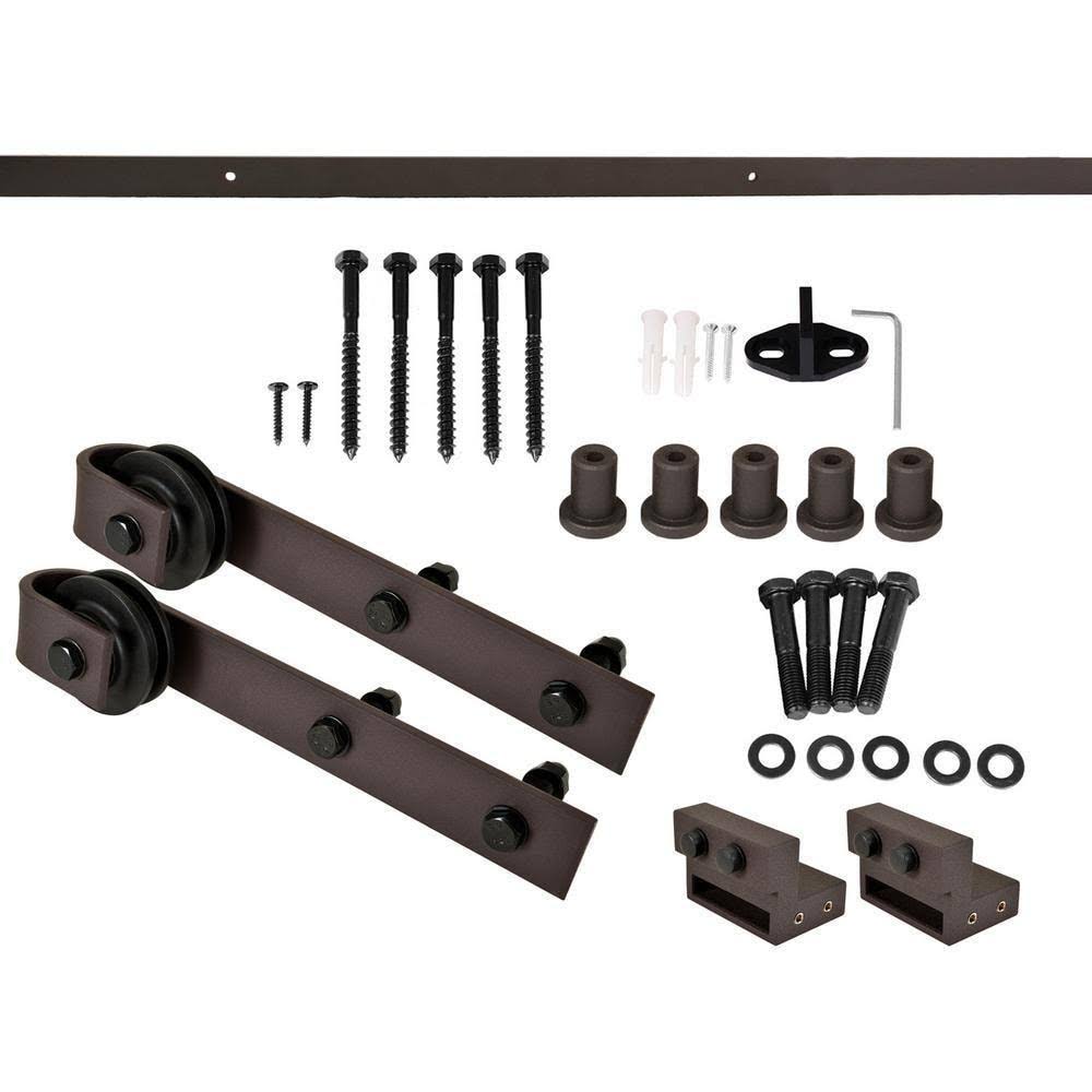 Espresso Stained Wood Interior Sliding Barn Door with Hardware Kit N347